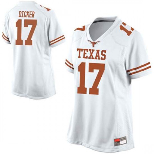 Women's University of Texas #17 Cameron Dicker Game College Jersey White